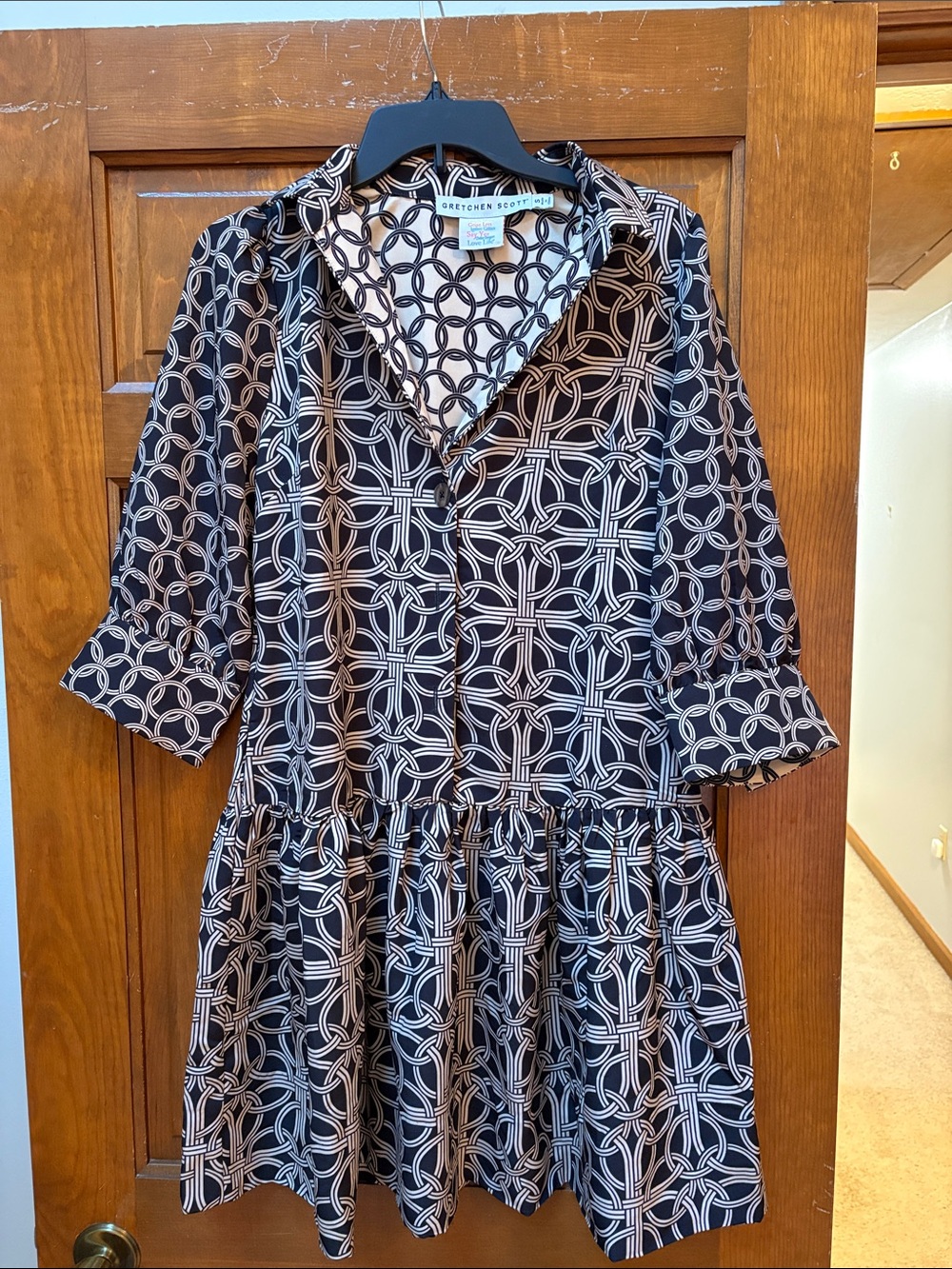 Gretchen Scott Designs Black  & Cream Geometric Mini Dress